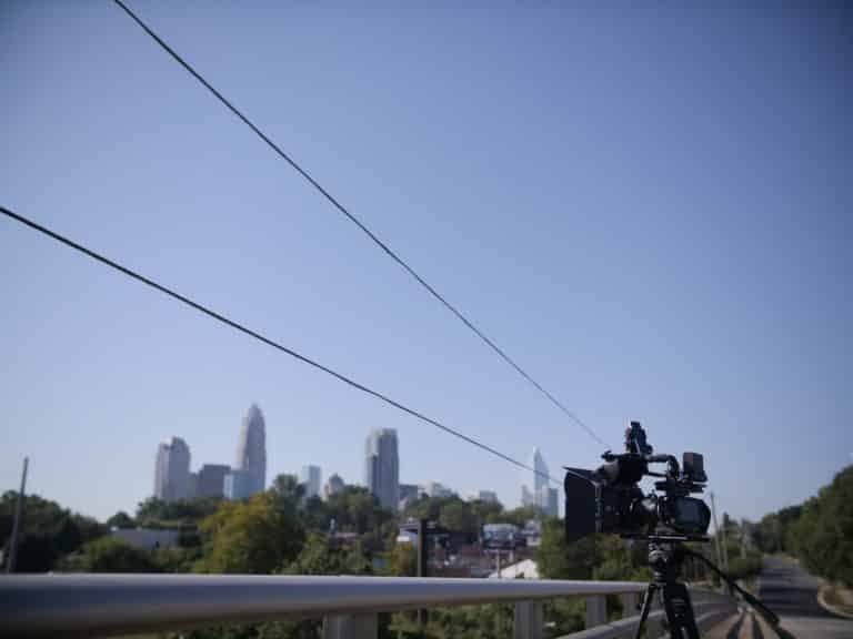 camera on sticks filming charlotte nc skyline