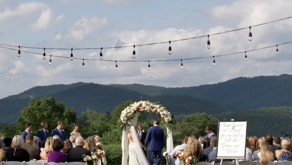 ceremony screenshot of a wedding in cashiers nc